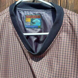 Forrester's Golf Jacket Men's XL Brown Plaid‎ Pullover Windbreaker V-Neck